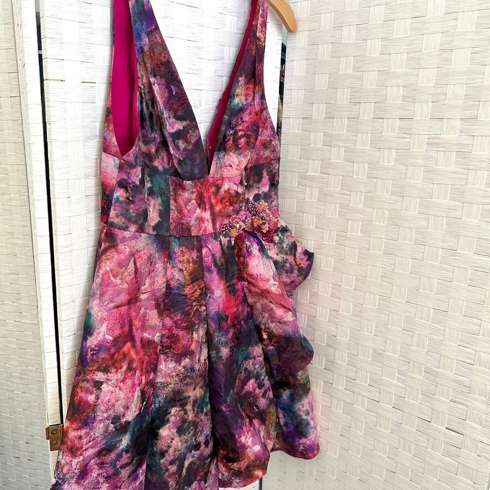 MARCHESA NOTTE Pink Cocktail Party Mini Dress